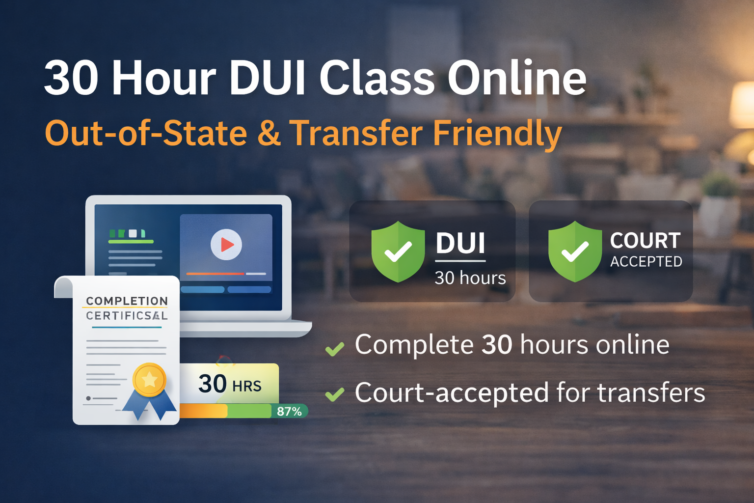 30 hour DUI class online transfer course